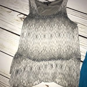 New York & Company Gray/White Asymmetrical Tank